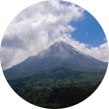 Wide photograph of Arenal Volcano